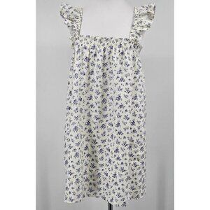 New Reformation Albany Floral Mini Dress Womens L Gracie Linen Blue